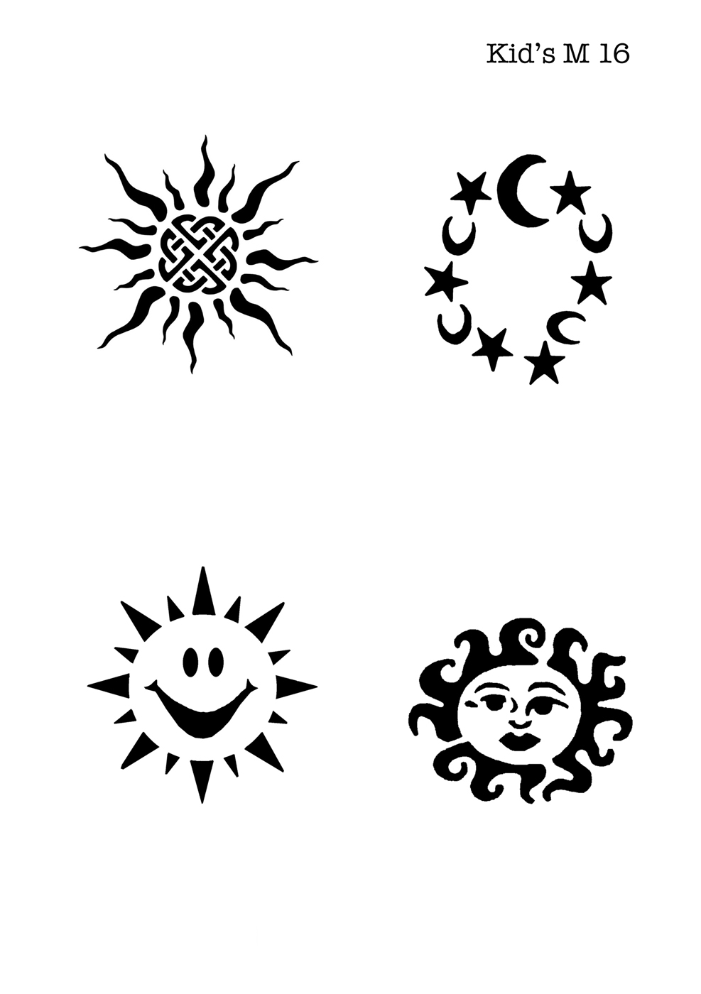 Kinder Airbrush Tattoo Schablonen Mylar SUN, SONNE, TRIBAL