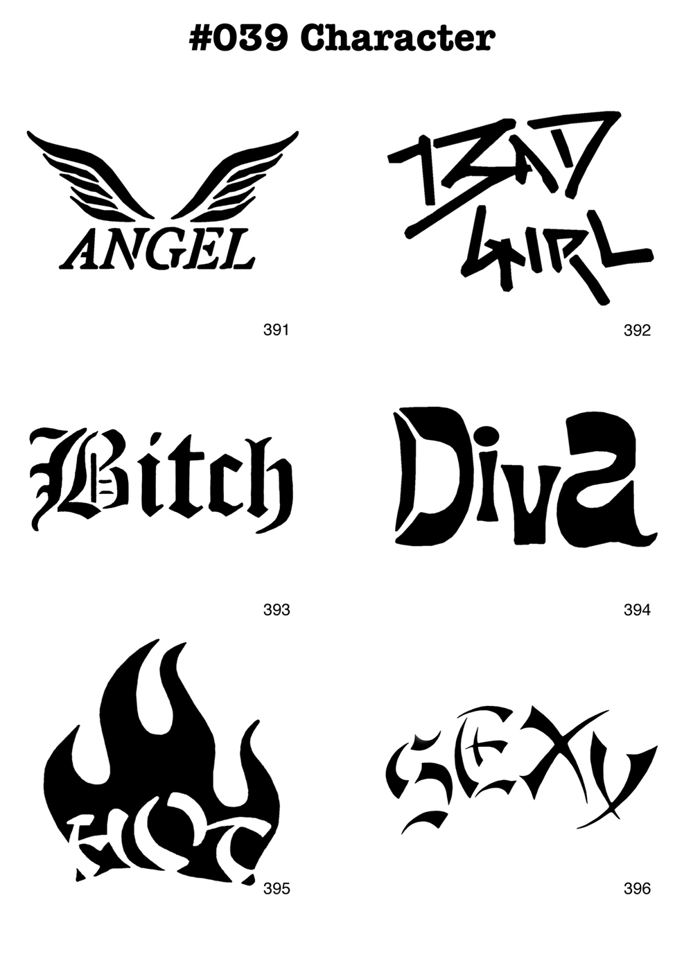 SEXY, BITCH, ANGEL, BAD GIRL