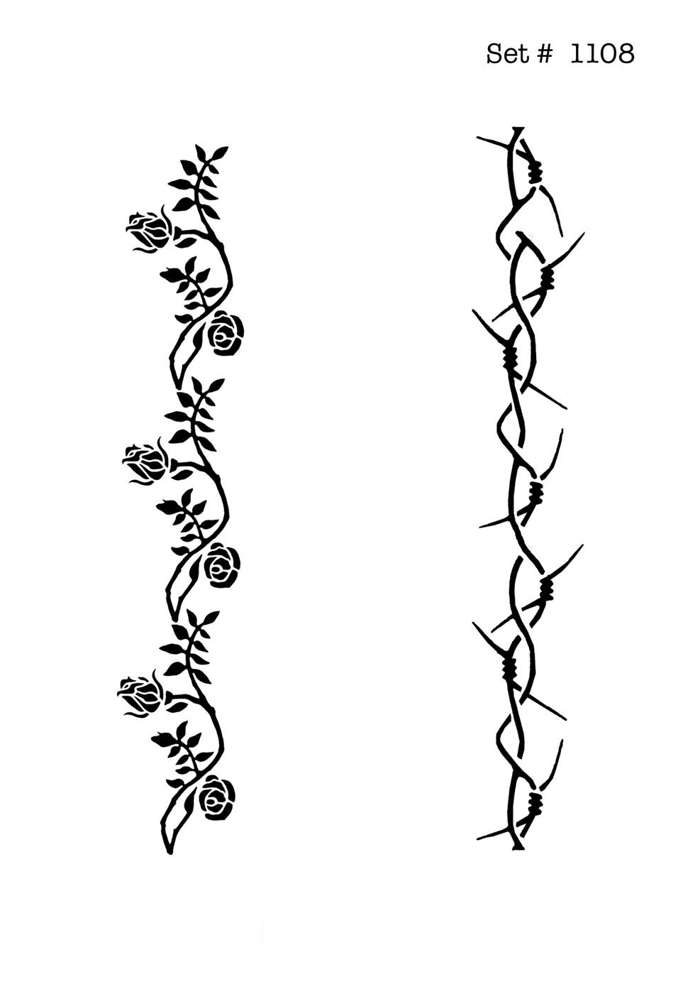 UNLIMITED STENCILS 2 selbstklebende DURA-LAR Airbrush Tattoo-Schablonen D1108