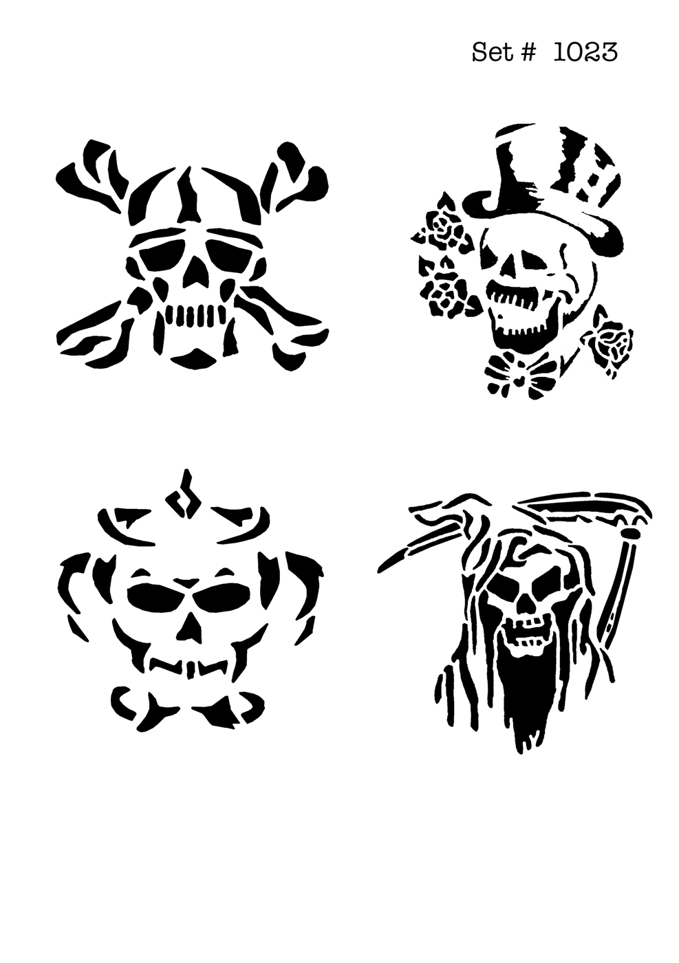 UNLIMITED STENCILS 4 selbstklebende DURA-LAR Airbrush Tattoo-Schablonen D1023