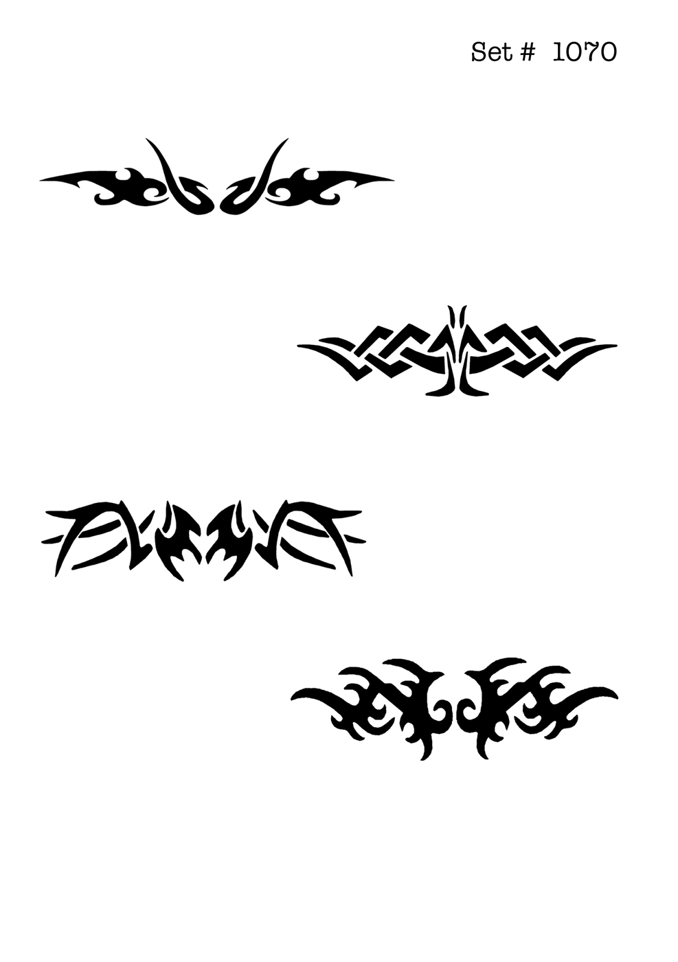 UNLIMITED STENCILS 4 selbstklebende DURA-LAR Airbrush Tattoo-Schablonen D1070