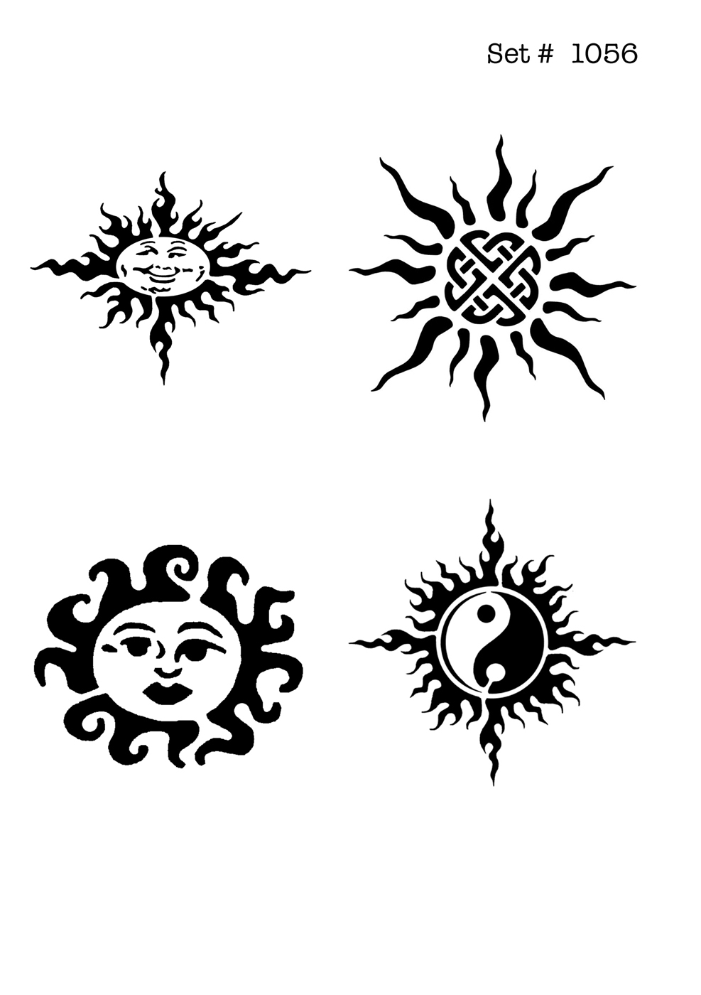 UNLIMITED STENCILS 4 selbstklebende DURA-LAR Airbrush Tattoo-Schablonen D1056
