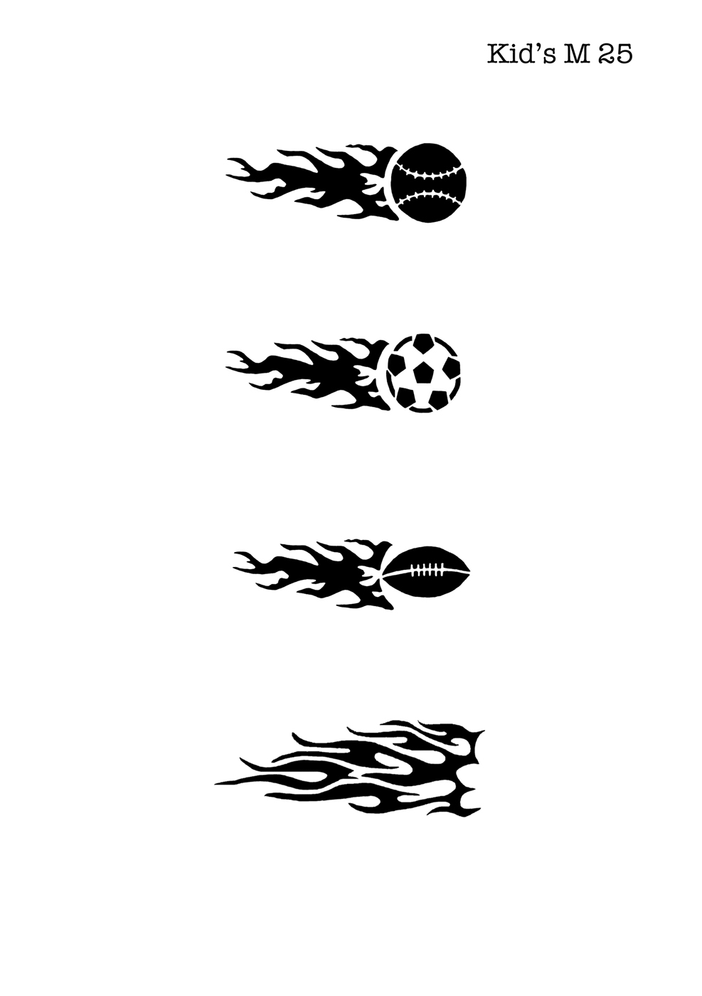 Kinder Airbrush Tattoo Schablonen Mylar FUSSBALL, FLAMMEN