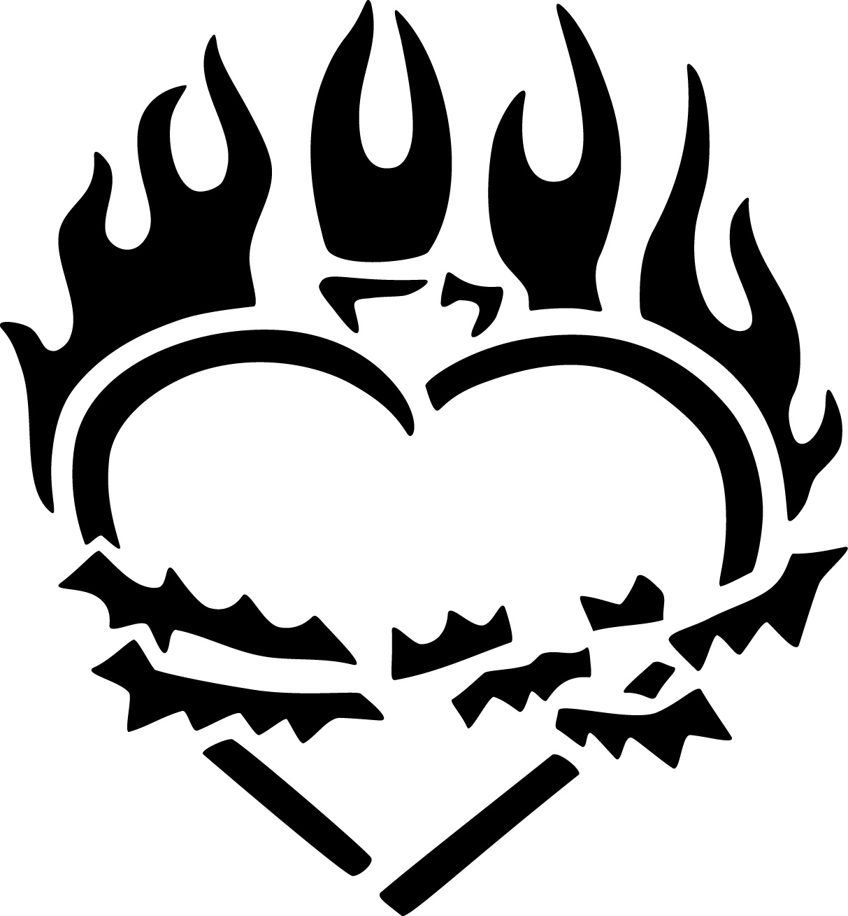 Selbstklebende Schablone für Glitzer-Tattoos oder für Airbrush HERZ FEUER, SP117