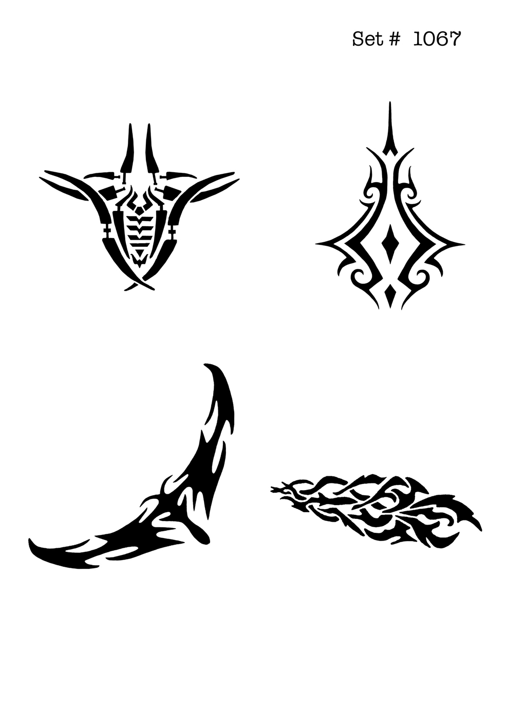 UNLIMITED STENCILS 4 selbstklebende DURA-LAR Airbrush Tattoo-Schablonen D1067