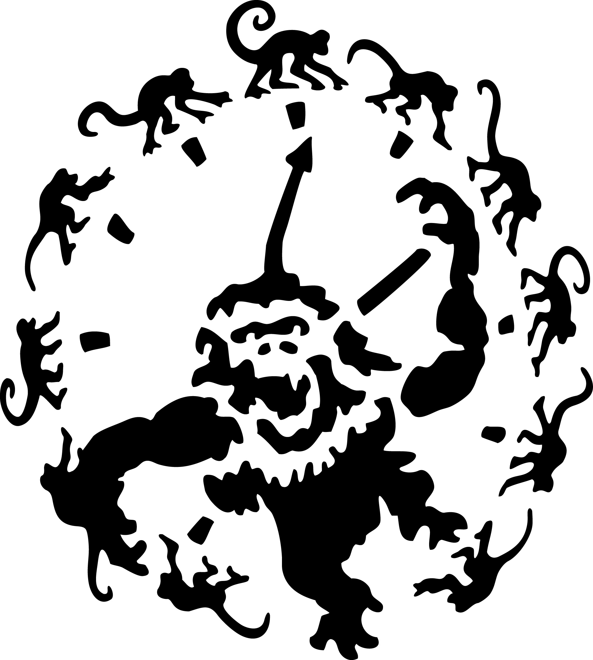 Selbstklebende Schablone für Glitzer-Tattoos oder für Airbrush-Tattoo  MONKEYS  SP143