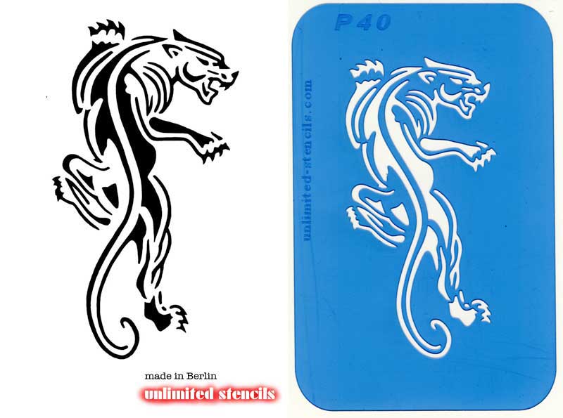 Mylar Airbrush Tattoo / Bodypainting Schablone XL PUMA  MP40