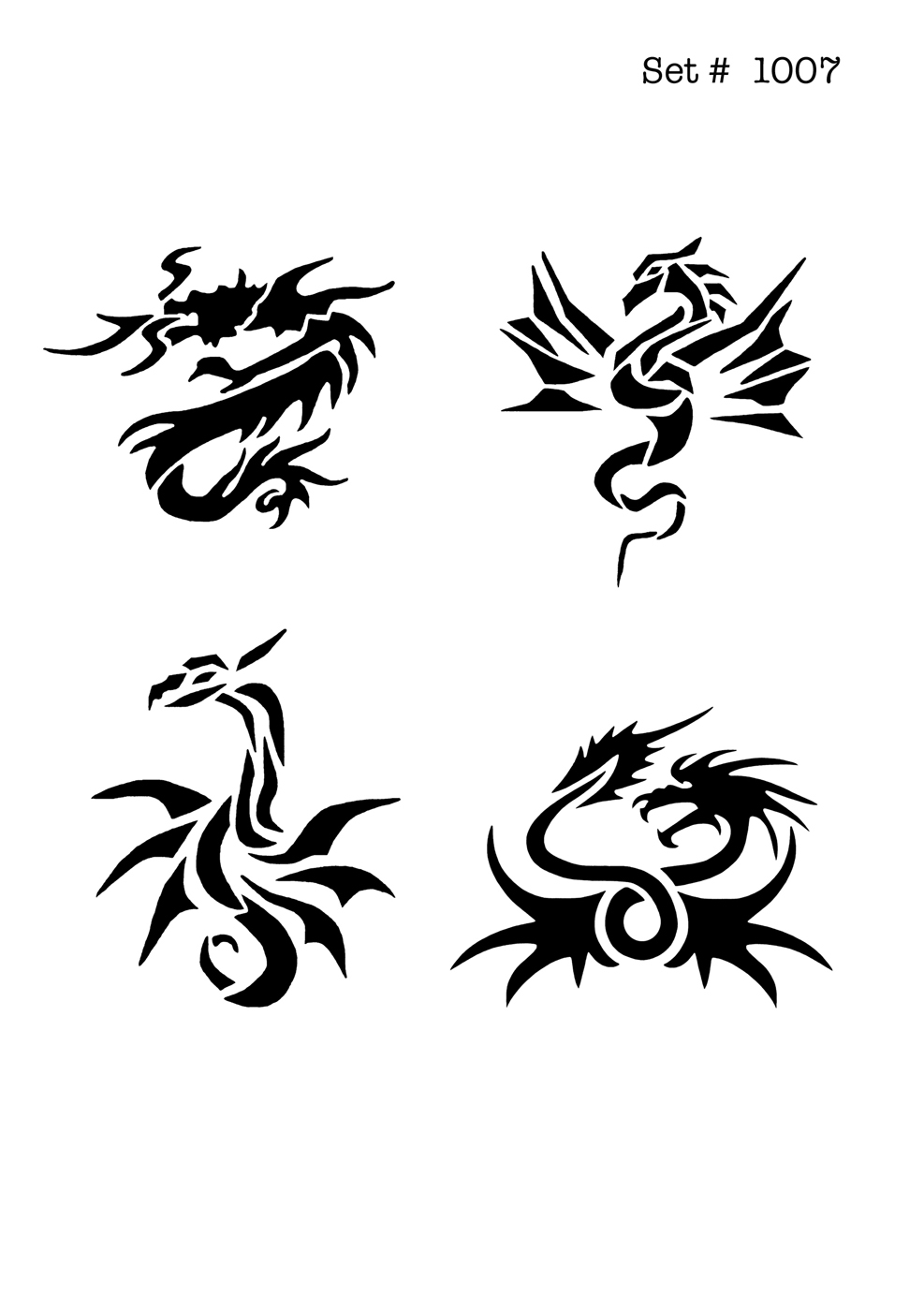 UNLIMITED STENCILS 4 selbstklebende DURA-LAR Airbrush Tattoo-Schablonen D1007