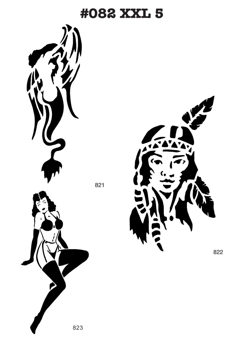 6 Airbrush-Tattoo-Schablonen MYLAR #082