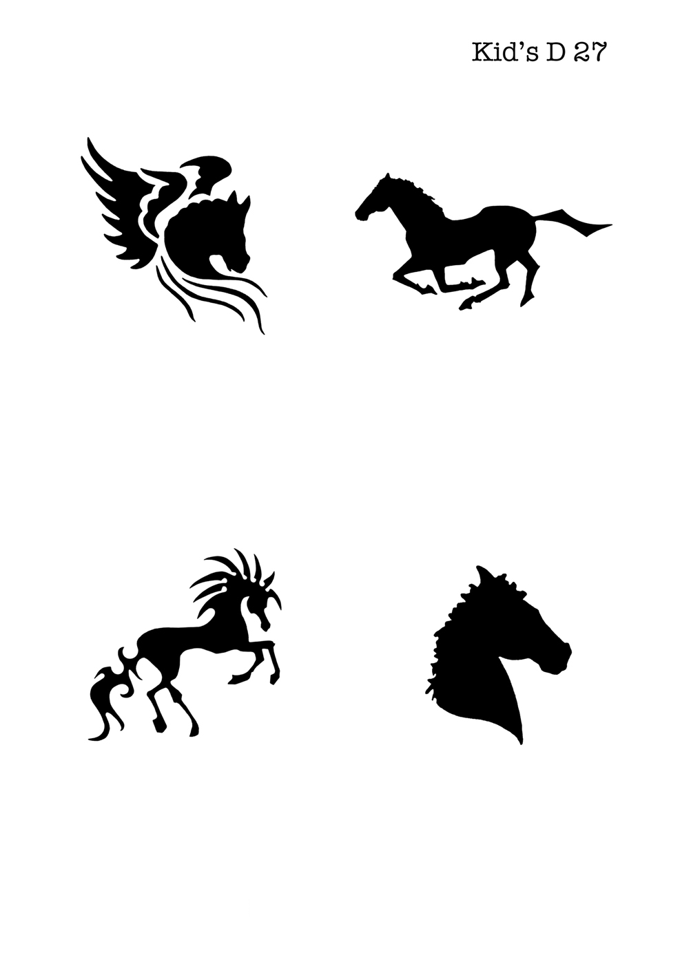 Kinder Airbrush Tattoo Schablone PFERDE