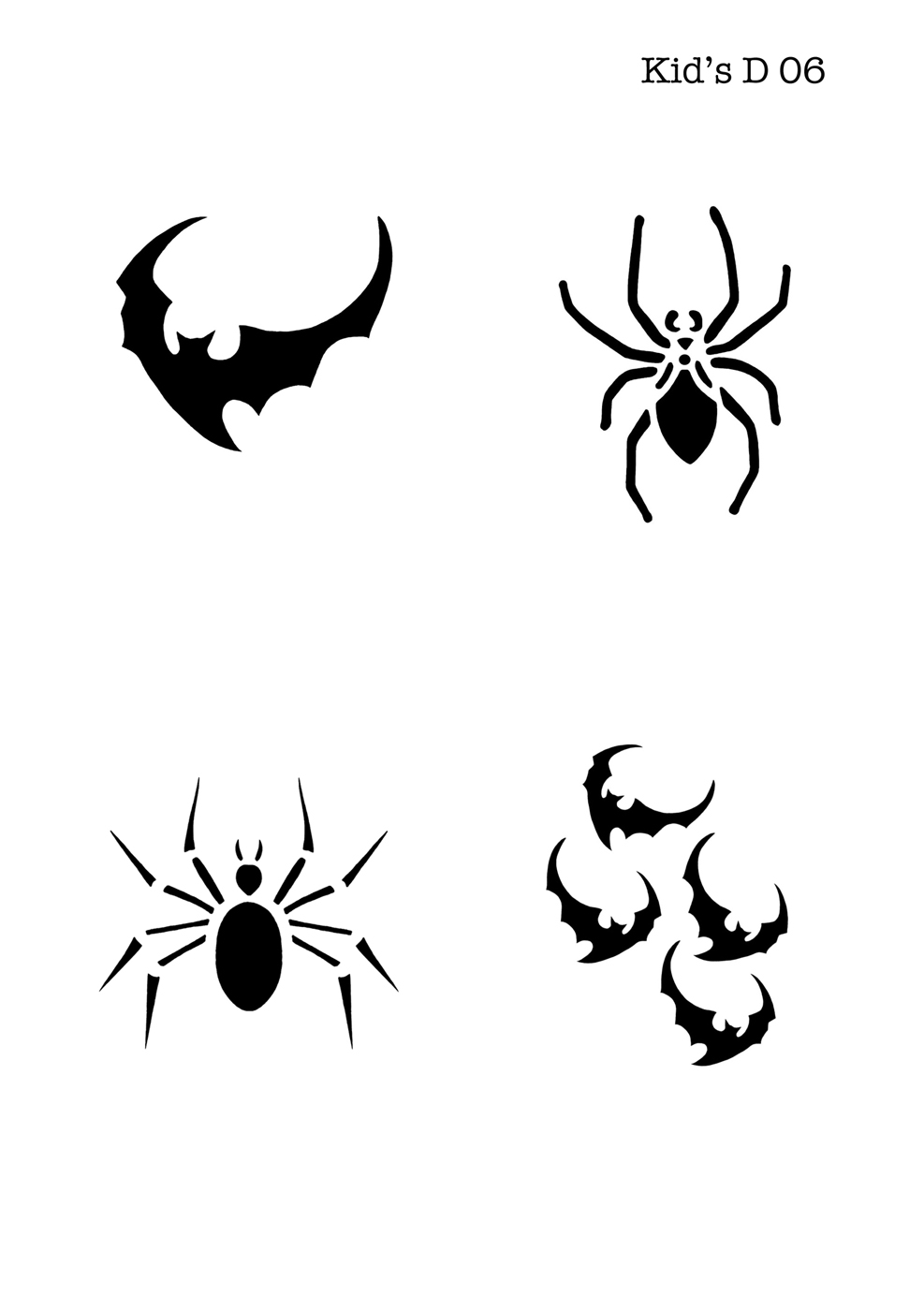 Kinder Airbrush Tattoo Schablone SPINNE, FLEDERMAUS