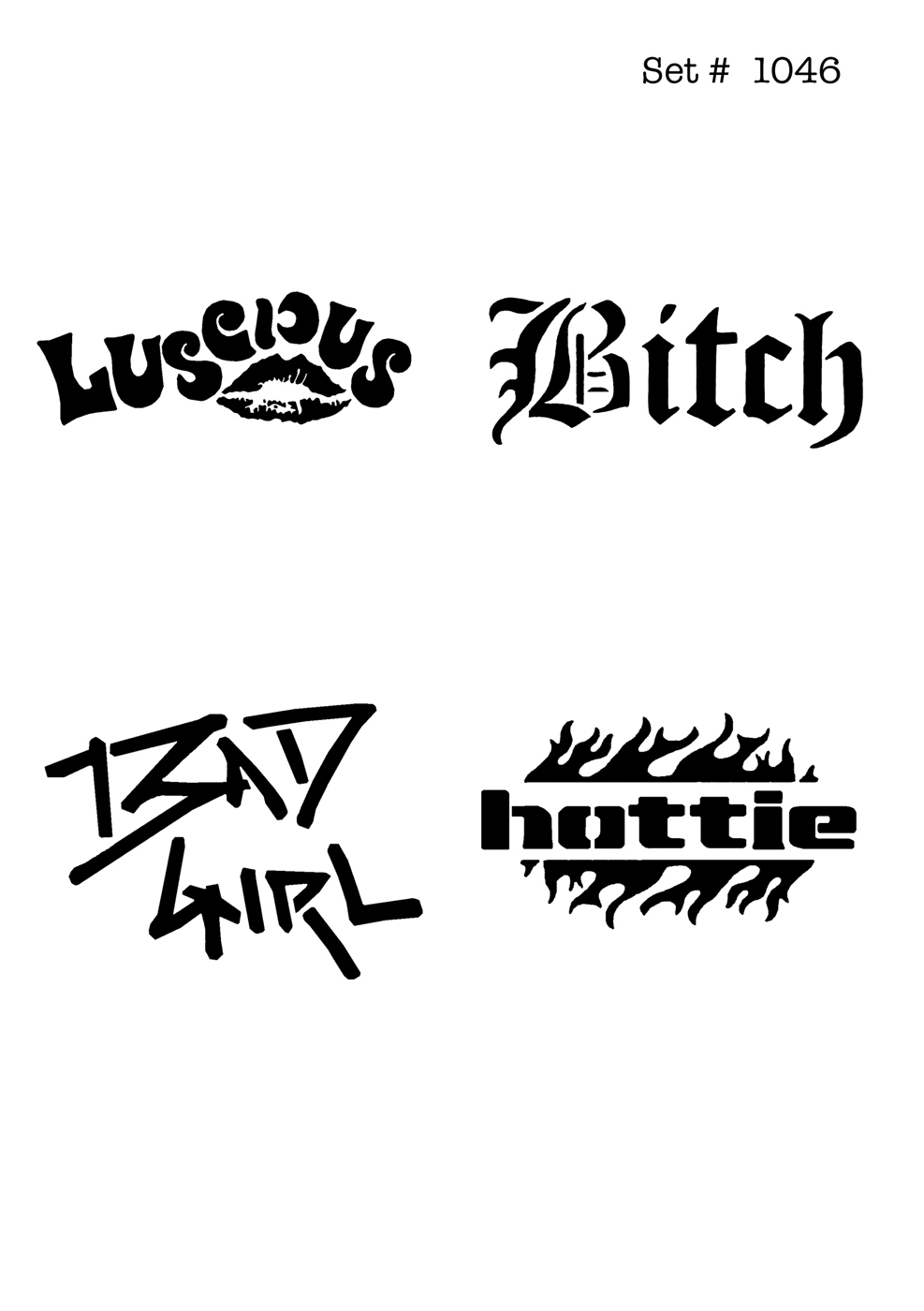 UNLIMITED STENCILS 4 selbstklebende DURA-LAR Airbrush Tattoo-Schablonen D1046
