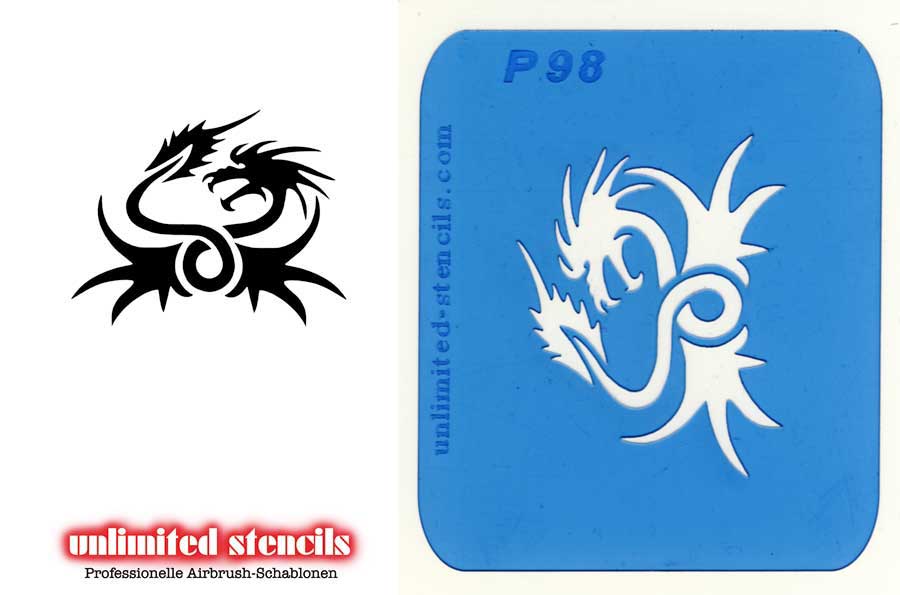 Mylar Airbrush Tattoo / Bodypainting Schablone DRACHE  MP98