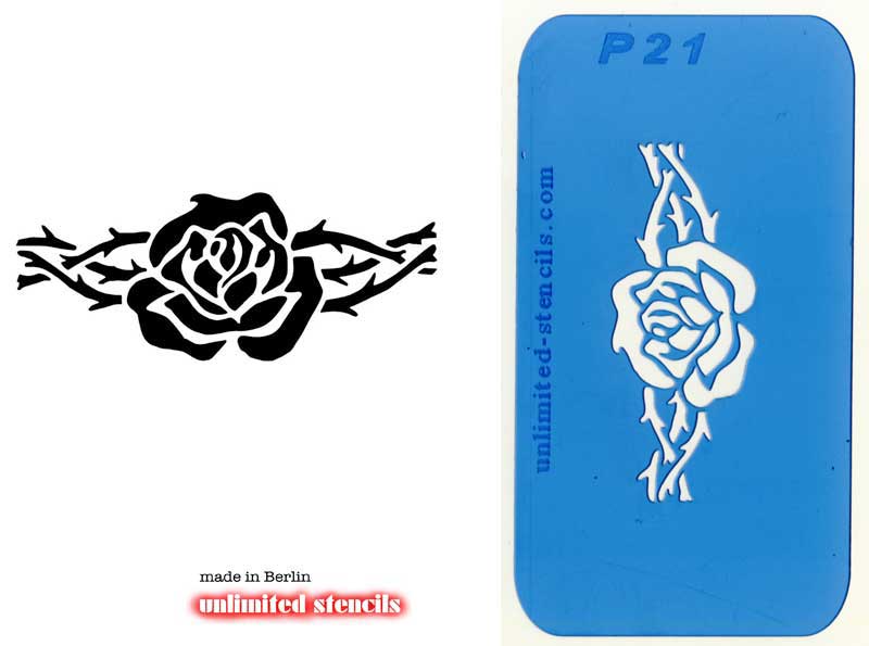 Mylar Airbrush Tattoo / Bodypainting Schablone ROSE  MP21