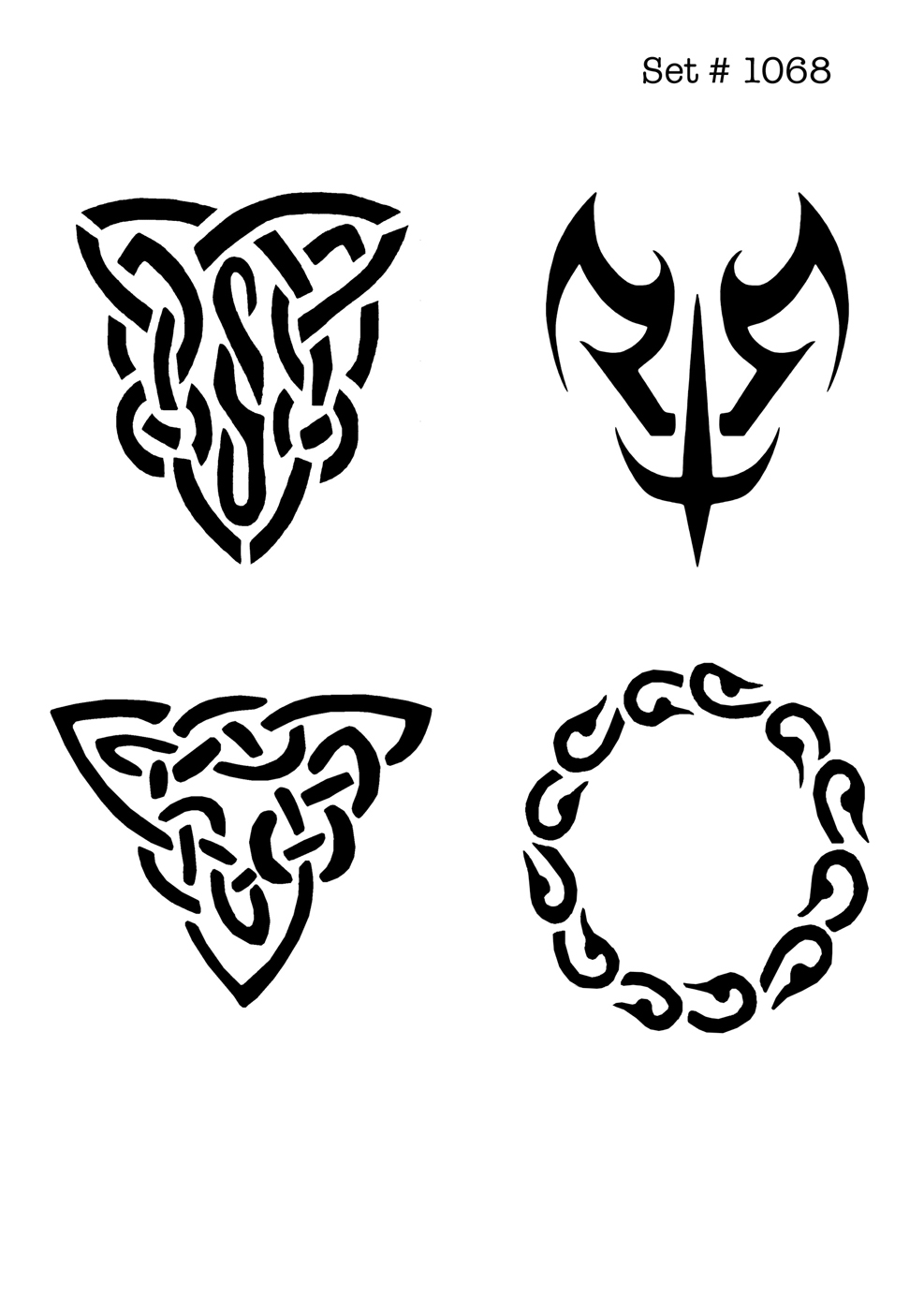 UNLIMITED STENCILS 4 selbstklebende DURA-LAR Airbrush Tattoo-Schablonen D1068