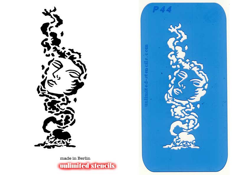 Mylar Airbrush Tattoo / Bodypainting Schablone XL GEIST MP44