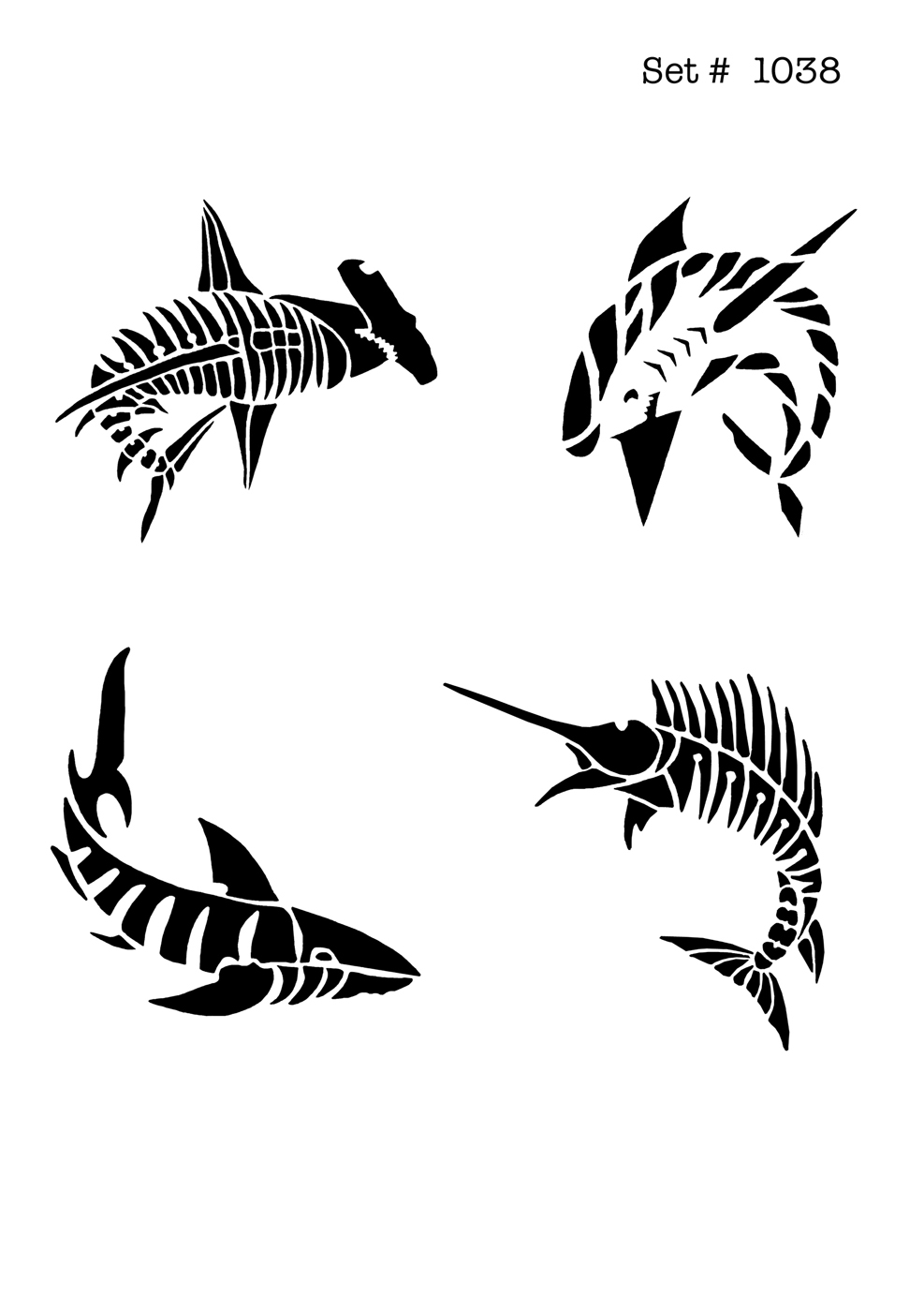 UNLIMITED STENCILS 4 selbstklebende DURA-LAR Airbrush Tattoo-Schablonen D1038