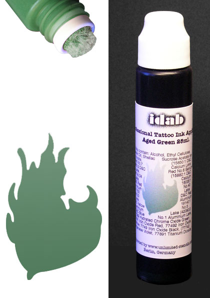 Farbapplikator für temporäre Tattoos idab GRÜN  aged green