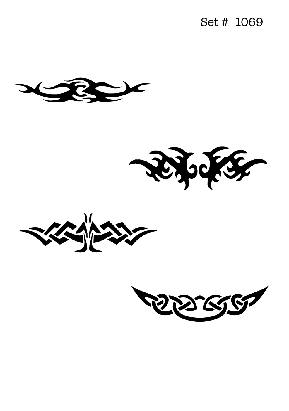 UNLIMITED STENCILS 4 selbstklebende DURA-LAR Airbrush Tattoo-Schablonen D1069
