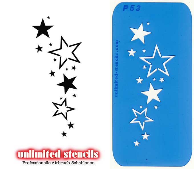 Mylar Airbrush Tattoo / Bodypainting Schablone XL STERNE  MP53