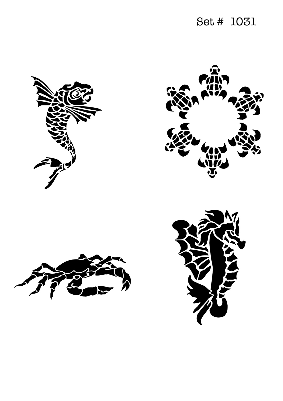 UNLIMITED STENCILS 4 selbstklebende DURA-LAR Airbrush Tattoo-Schablonen D1031