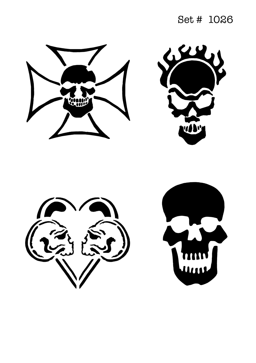UNLIMITED STENCILS 4 selbstklebende DURA-LAR Airbrush Tattoo-Schablonen D1026