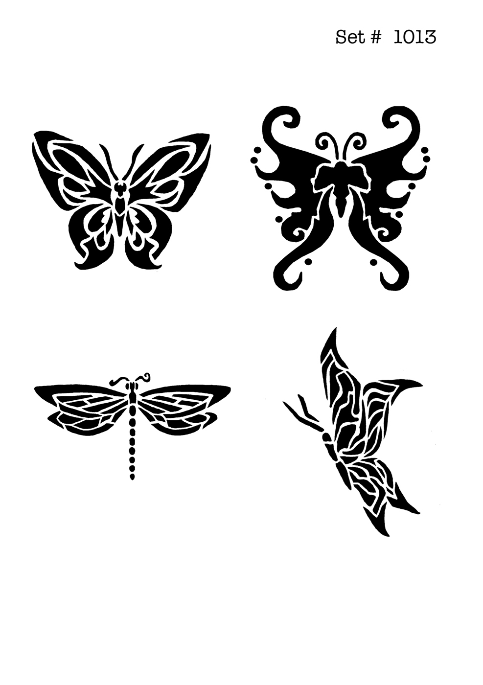 UNLIMITED STENCILS 4 selbstklebende DURA-LAR Airbrush Tattoo-Schablonen D1013