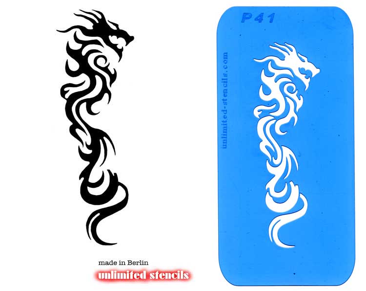 Mylar Airbrush Tattoo / Bodypainting Schablone XL DRACHE  MP41