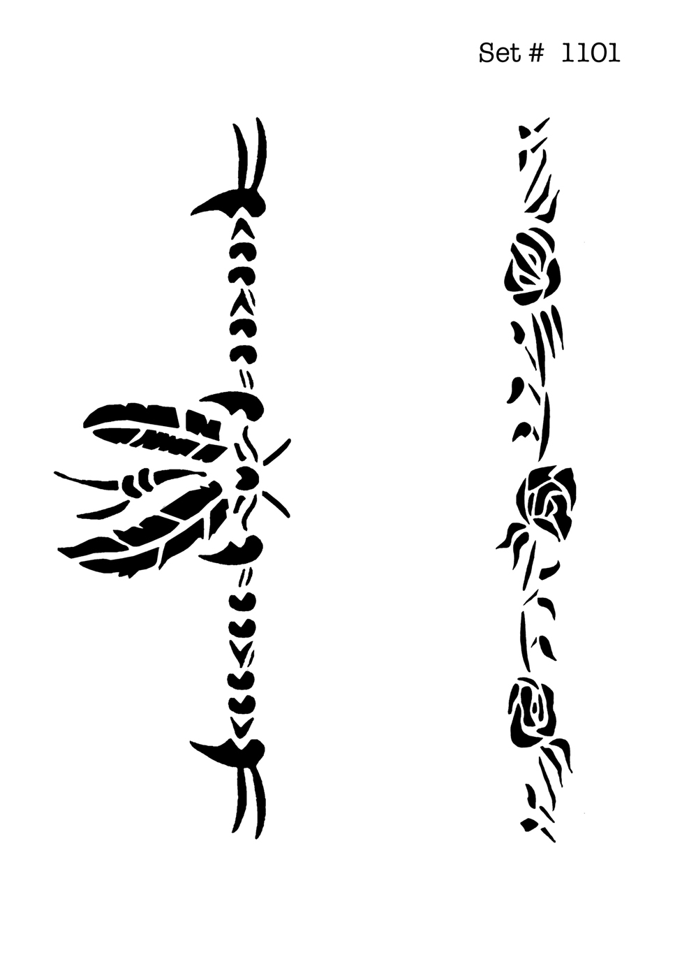UNLIMITED STENCILS 2 selbstklebende DURA-LAR Airbrush Tattoo-Schablonen D1101