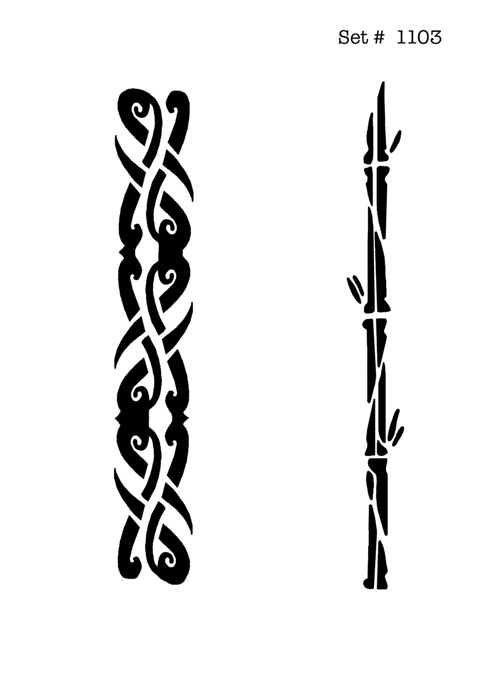 UNLIMITED STENCILS 2 selbstklebende DURA-LAR Airbrush Tattoo-Schablonen D1103