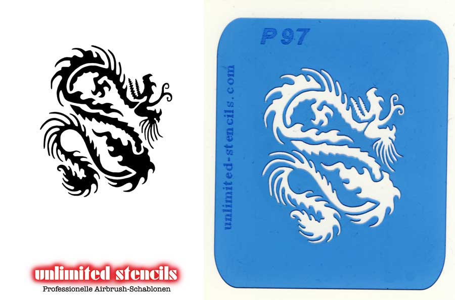 Mylar Airbrush Tattoo / Bodypainting Schablone DRACHE  MP97