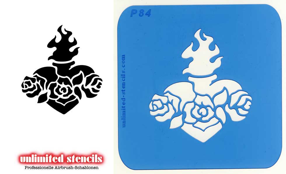Mylar Airbrush Tattoo / Bodypainting Schablone HERZ  MP84