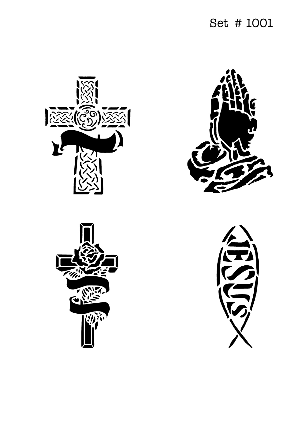 UNLIMITED STENCILS 4 selbstklebende DURA-LAR Airbrush Tattoo-Schablonen D1001