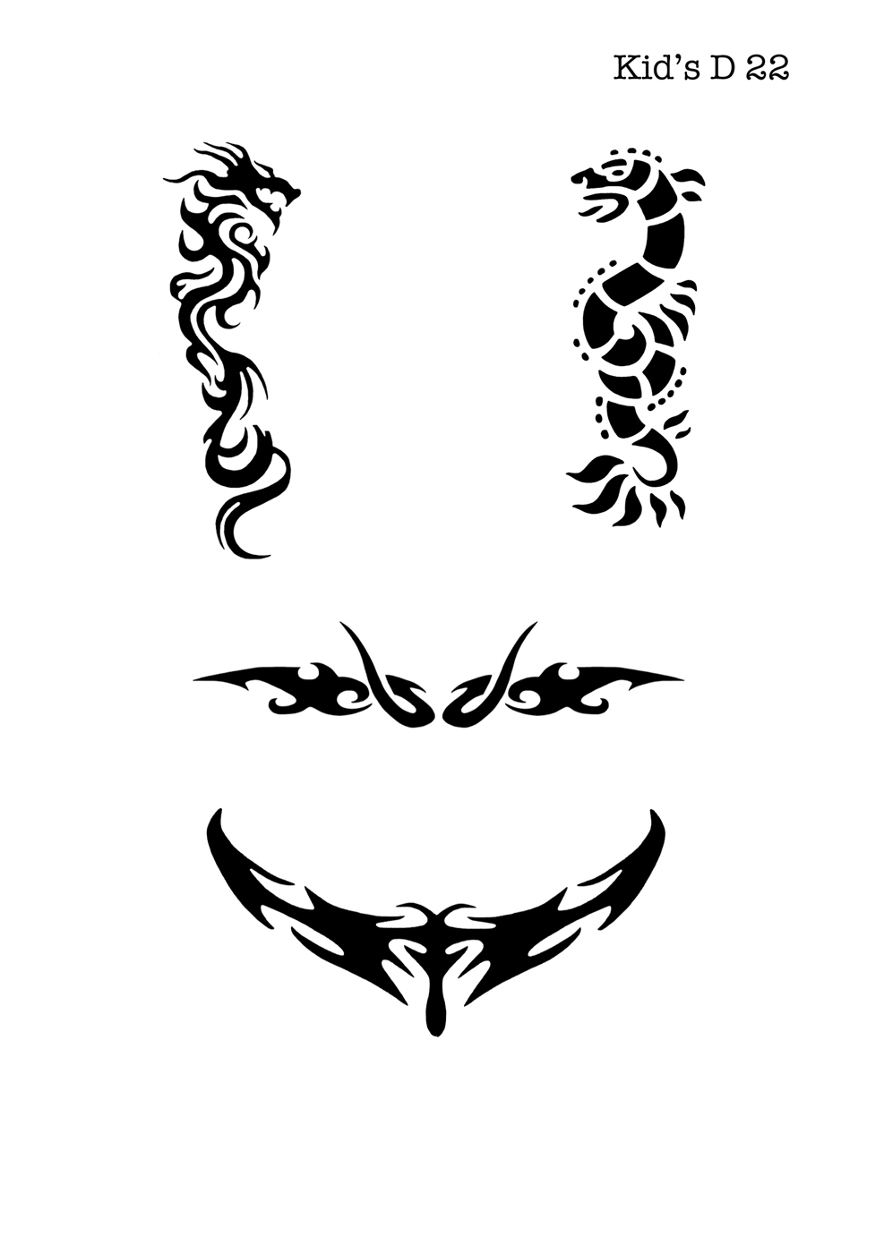 Kinder Airbrush Tattoo Schablone DRACHEN, TRIBAL
