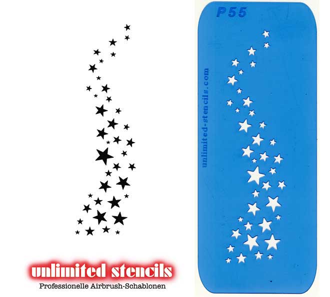 Mylar Airbrush Tattoo / Bodypainting Schablone XL STERNE  MP55