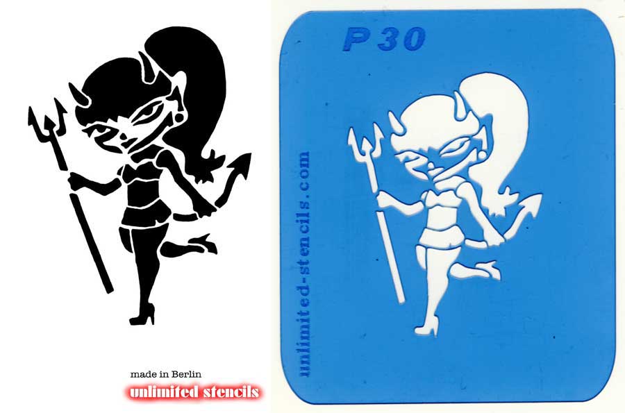 Mylar Airbrush Tattoo / Bodypainting Schablone WEIBLICHER TEUFEL MP30