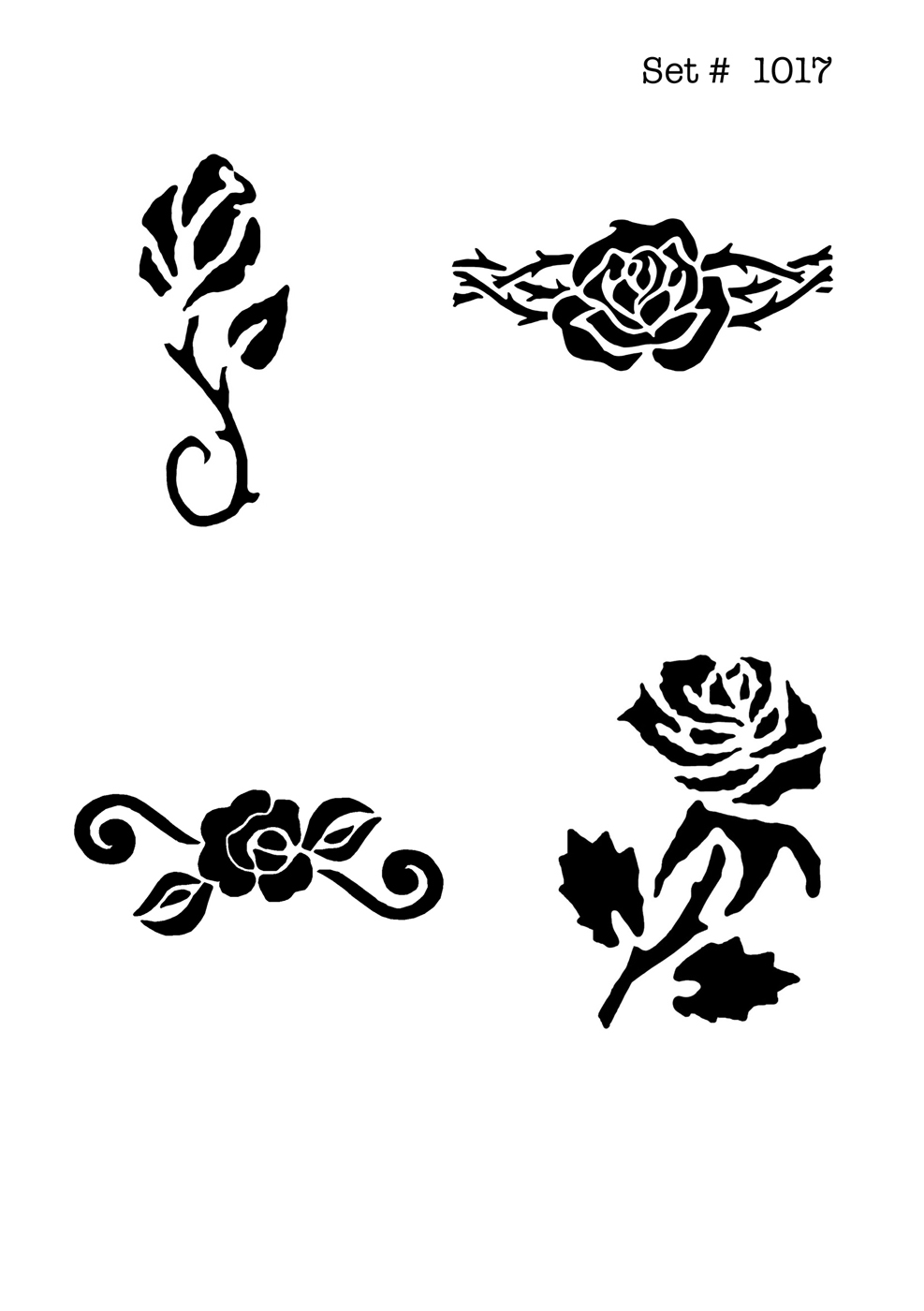 UNLIMITED STENCILS 4 selbstklebende DURA-LAR Airbrush Tattoo-Schablonen D1017