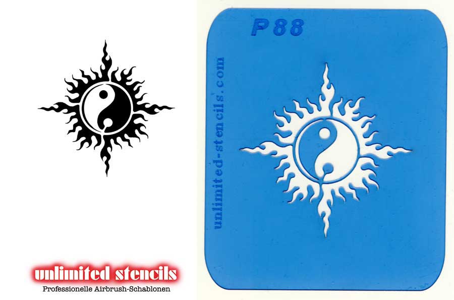 Mylar Airbrush Tattoo / Bodypainting Schablone SONNE-YIN-YANG  MP88