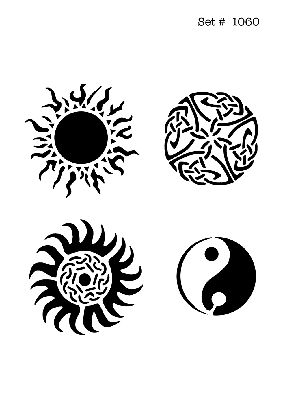 UNLIMITED STENCILS 4 selbstklebende DURA-LAR Airbrush Tattoo-Schablonen D1060