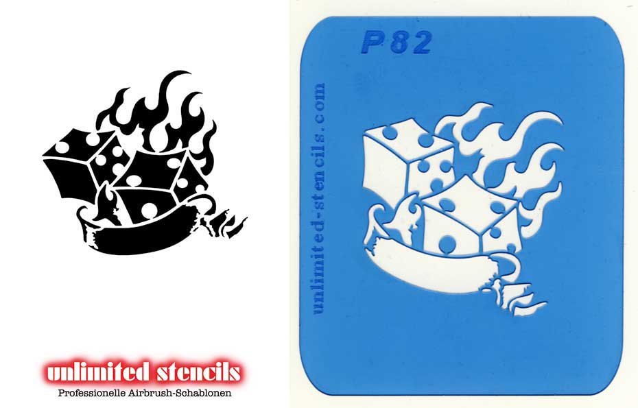 Mylar Airbrush Tattoo / Bodypainting Schablone WÜRFEL  MP82