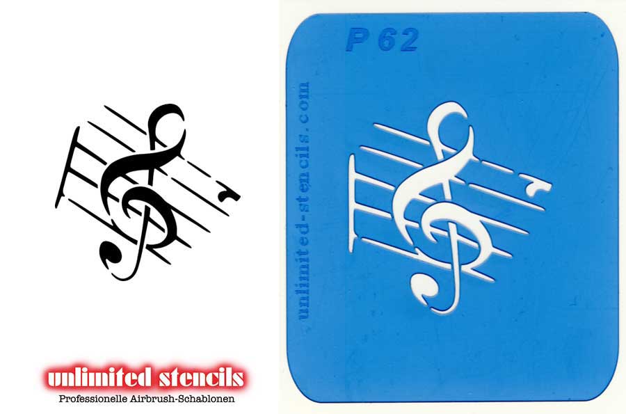 Mylar Airbrush Tattoo / Bodypainting Schablone MUSIKNOTE MP62