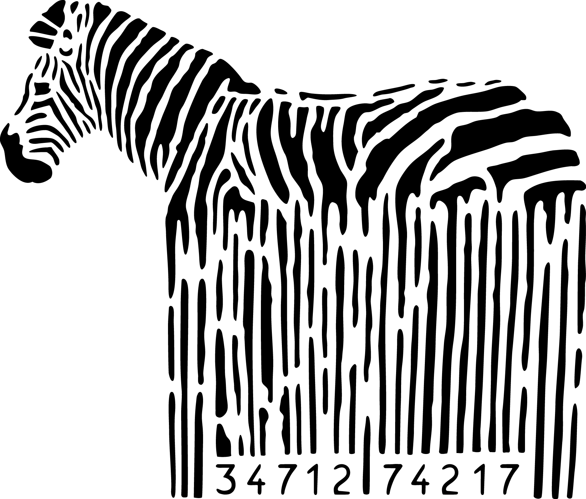 Selbstklebende Schablone für Glitzer-Tattoos oder für Airbrush-Tattoo ZEBRA, BARCODE , STRICHCODE S