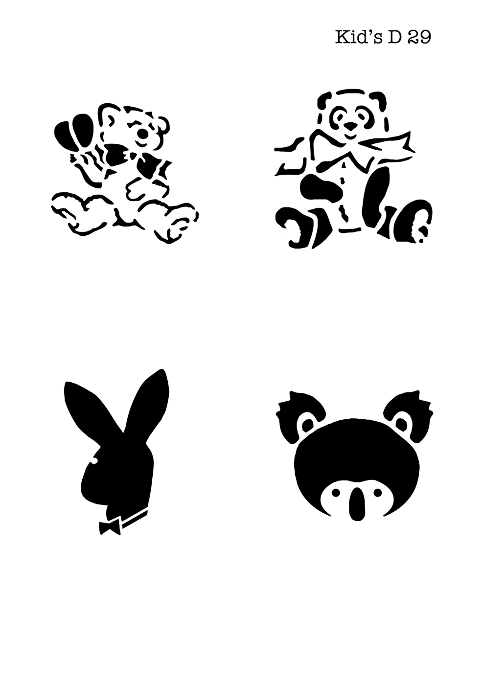 Kinder Airbrush Tattoo Schablone TEDDY, HASE