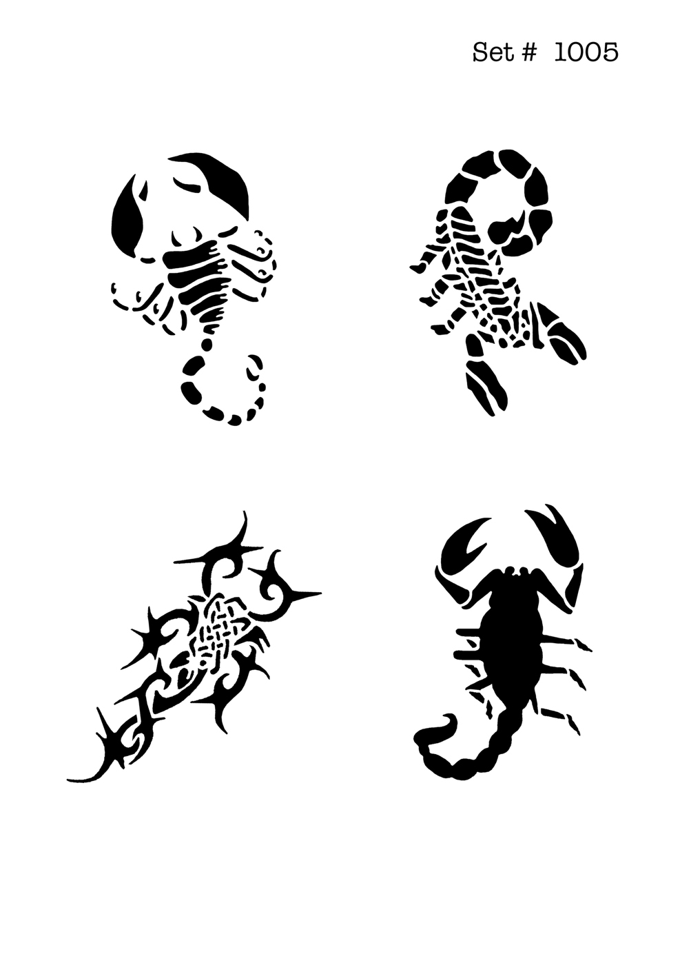 UNLIMITED STENCILS 4 selbstklebende DURA-LAR Airbrush Tattoo-Schablonen D1005